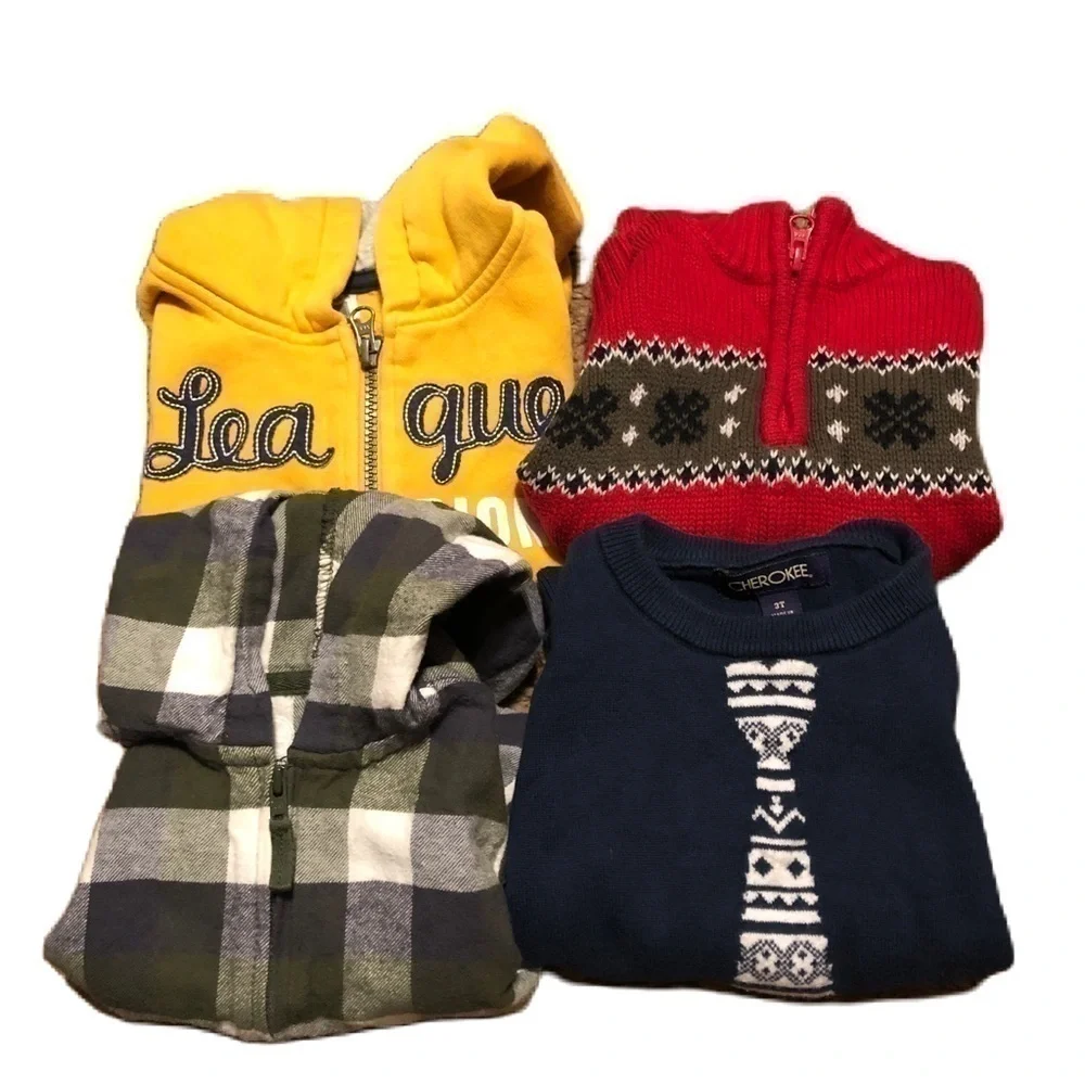 3T Sweatshirt Sweater Shirt Bundle Boys Carter’s Yellow Red Tie Print Blue Plaid